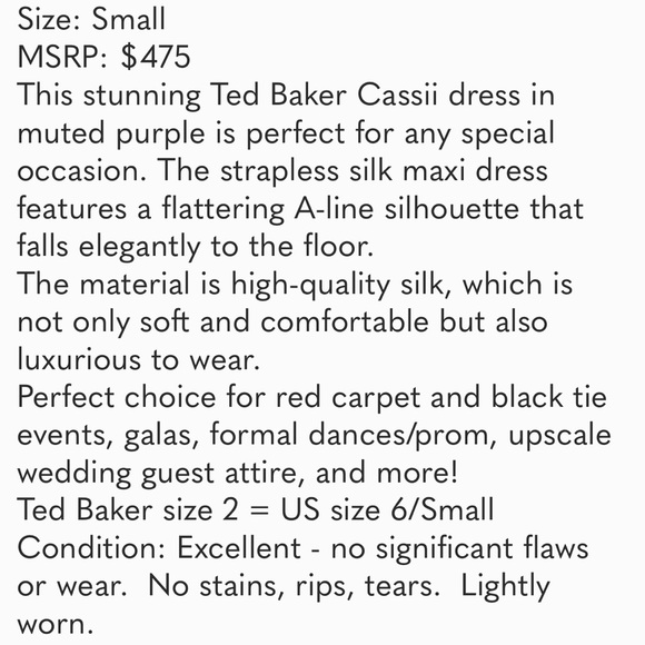 Ted Baker Silk gown size 2 - Picture 12 of 12